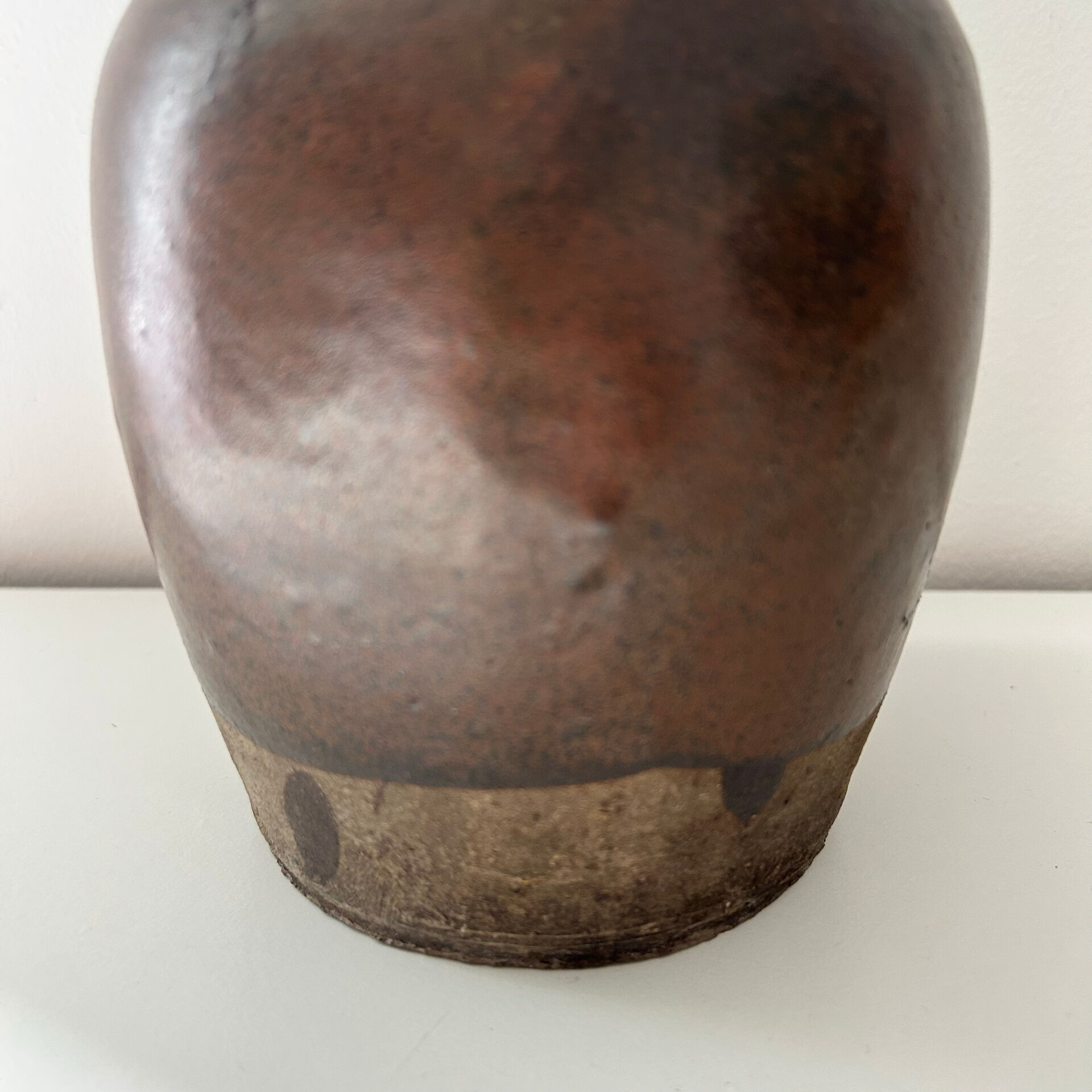 Brown two-tone stoneware bottle