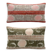 Set of 2 vintage embroidered cushion covers 33x61 cm