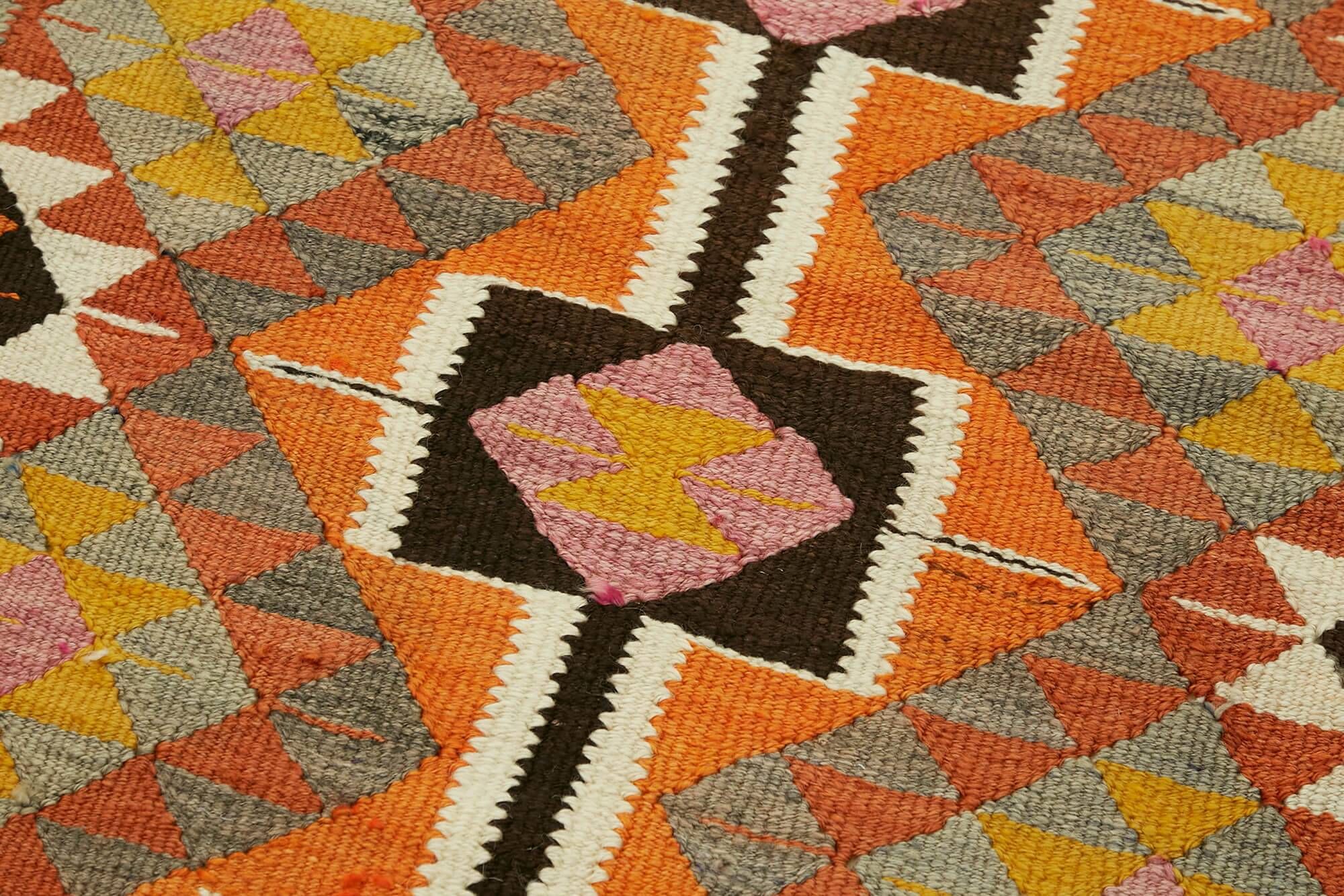 Turkish Handwoven Vintage Herki Kilim 89 cm x 378 cm