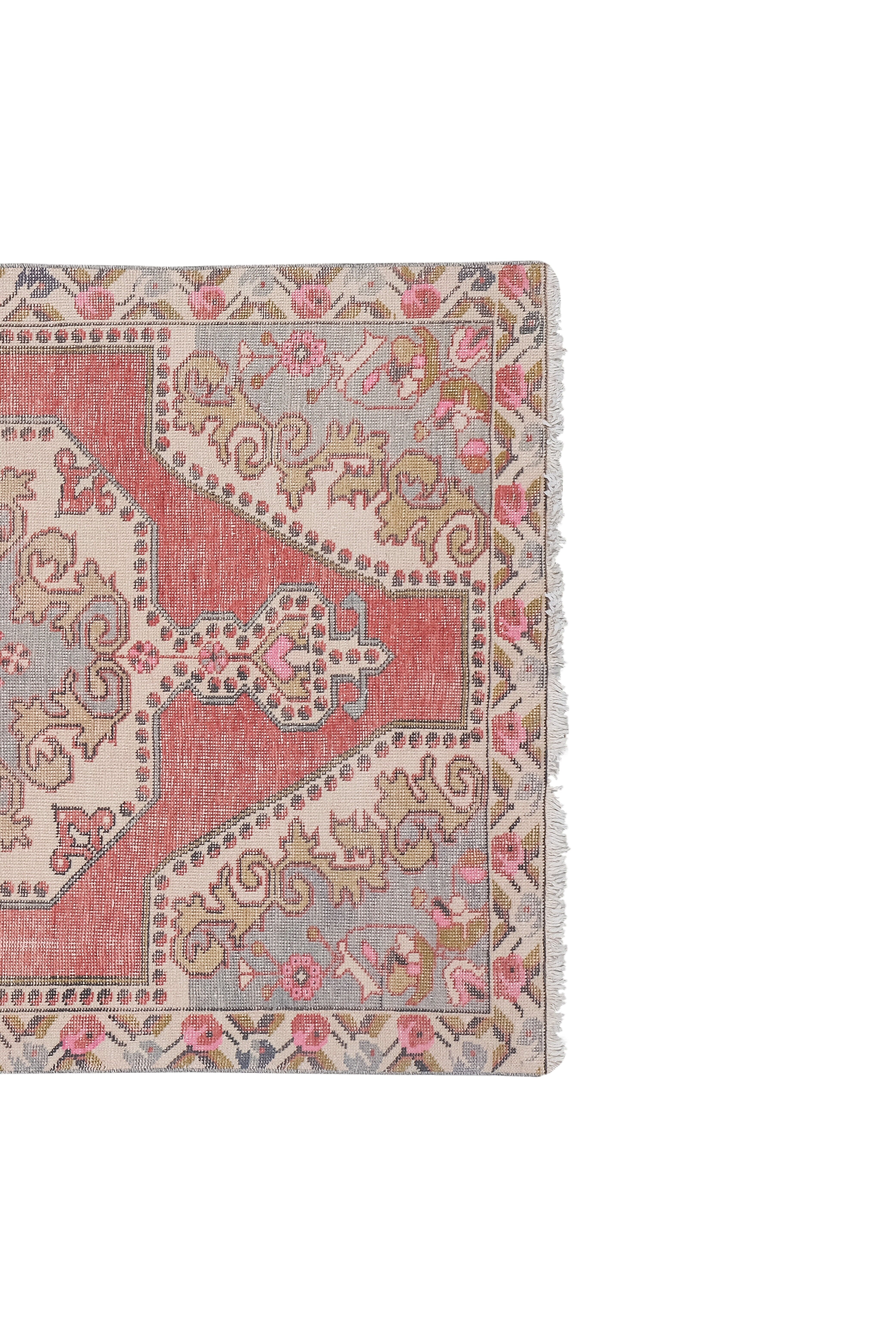 Vintage Turkish rug from Oushak, handwoven 129x213 cm