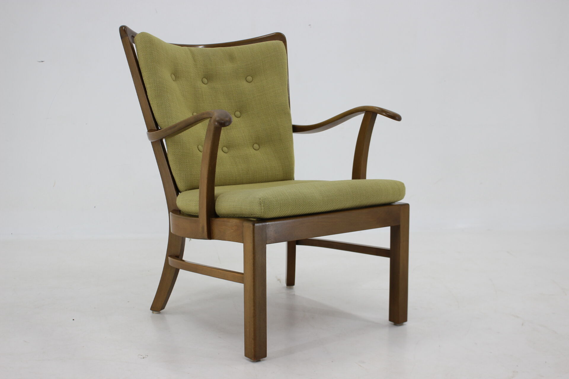 1940s Fritz Hansen Beech Armchair by Soren Hansen Model 1628 , Denmark