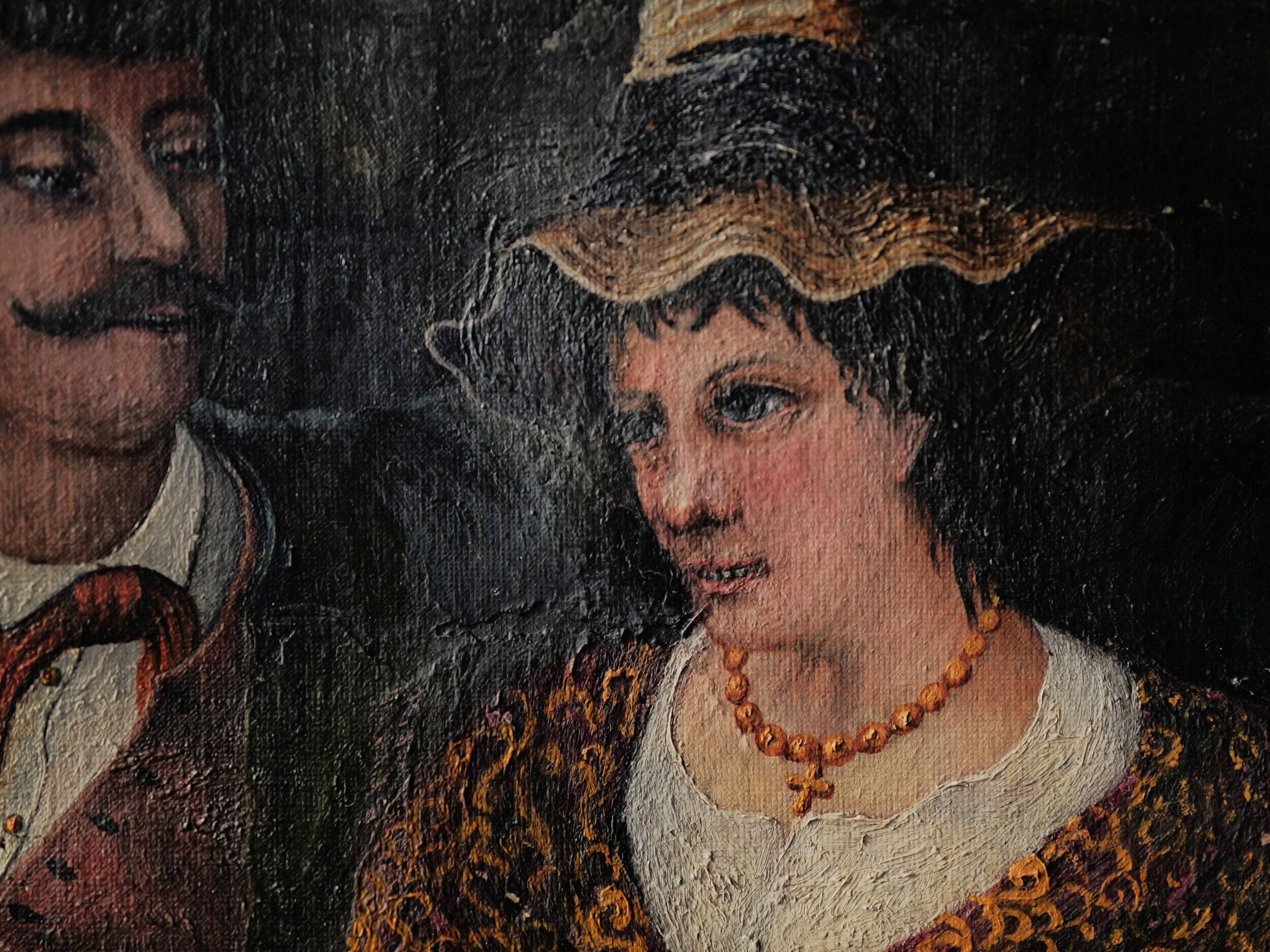 Painting, Bavarian couple, Oil on canvas, 1880