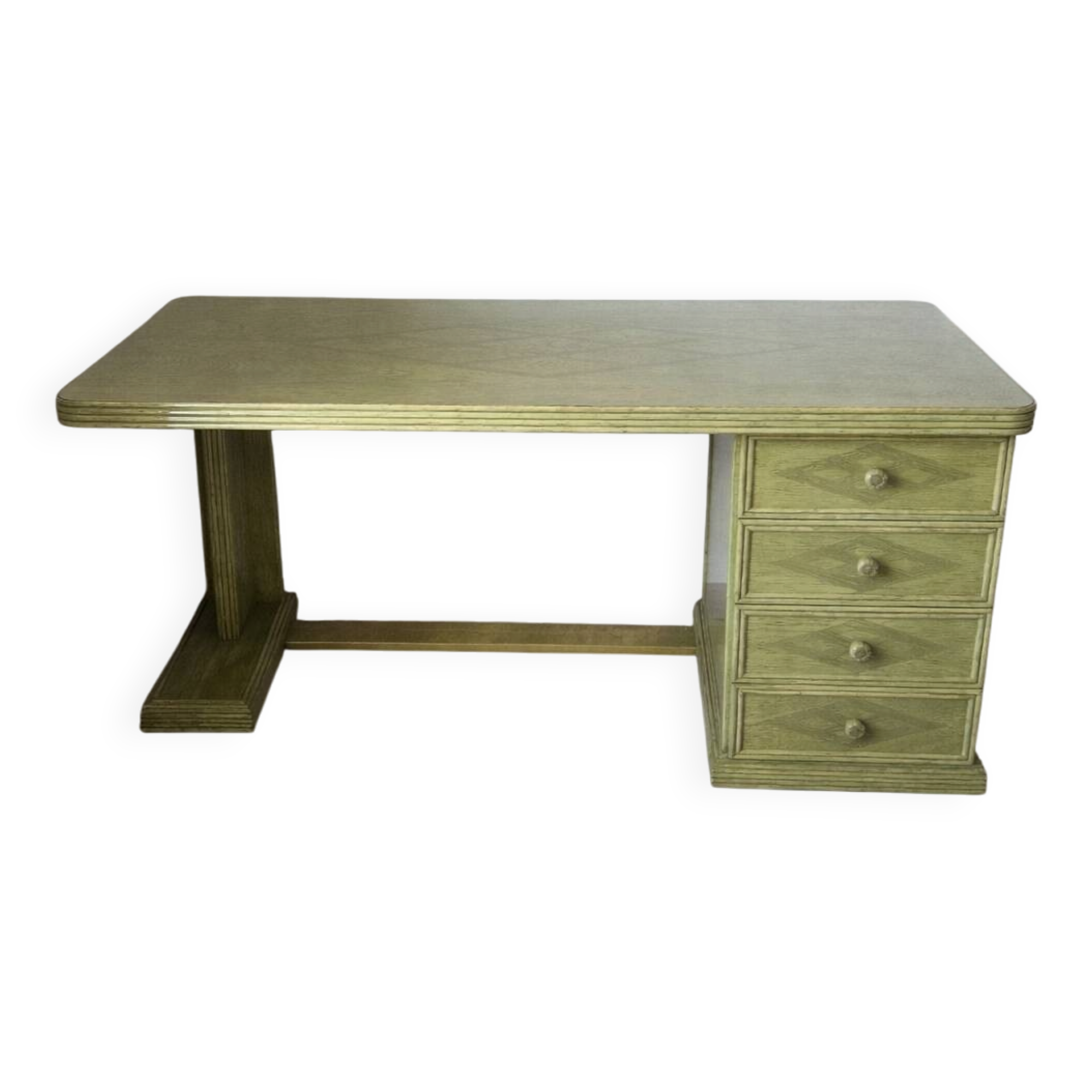 Vintage Maugrion desk in solid wood from the 1980s.