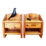 Pair of solid pine bedside tables 1970