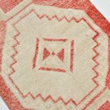 3x13 Vintage Soft Red & Beige Turkish Runner Rug, 77x379Cm