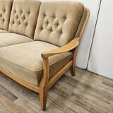 70s three seater sofa in beech