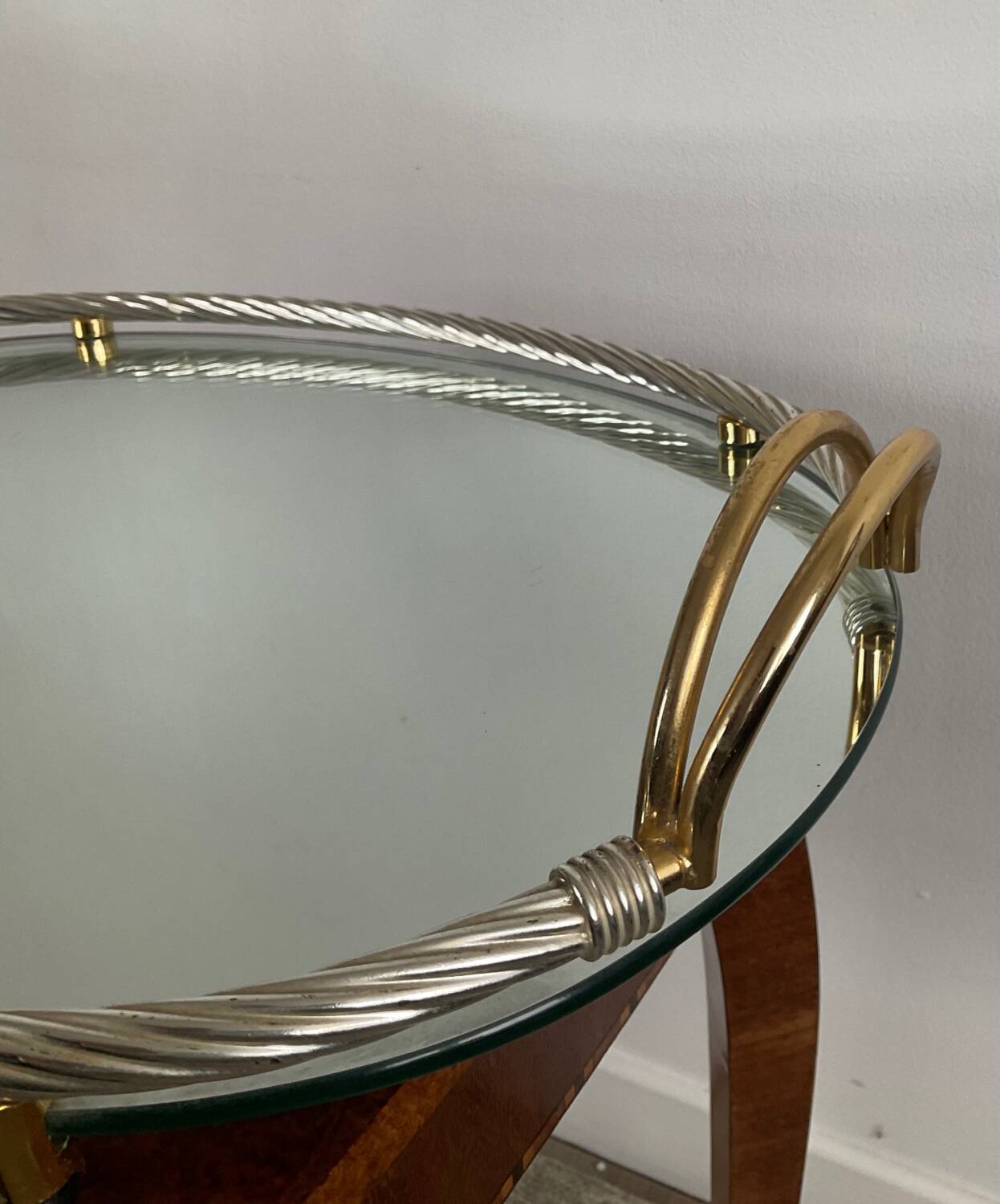 Vintage Italy tray in silver and gold metal