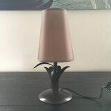 Metal and silk palm lamp
