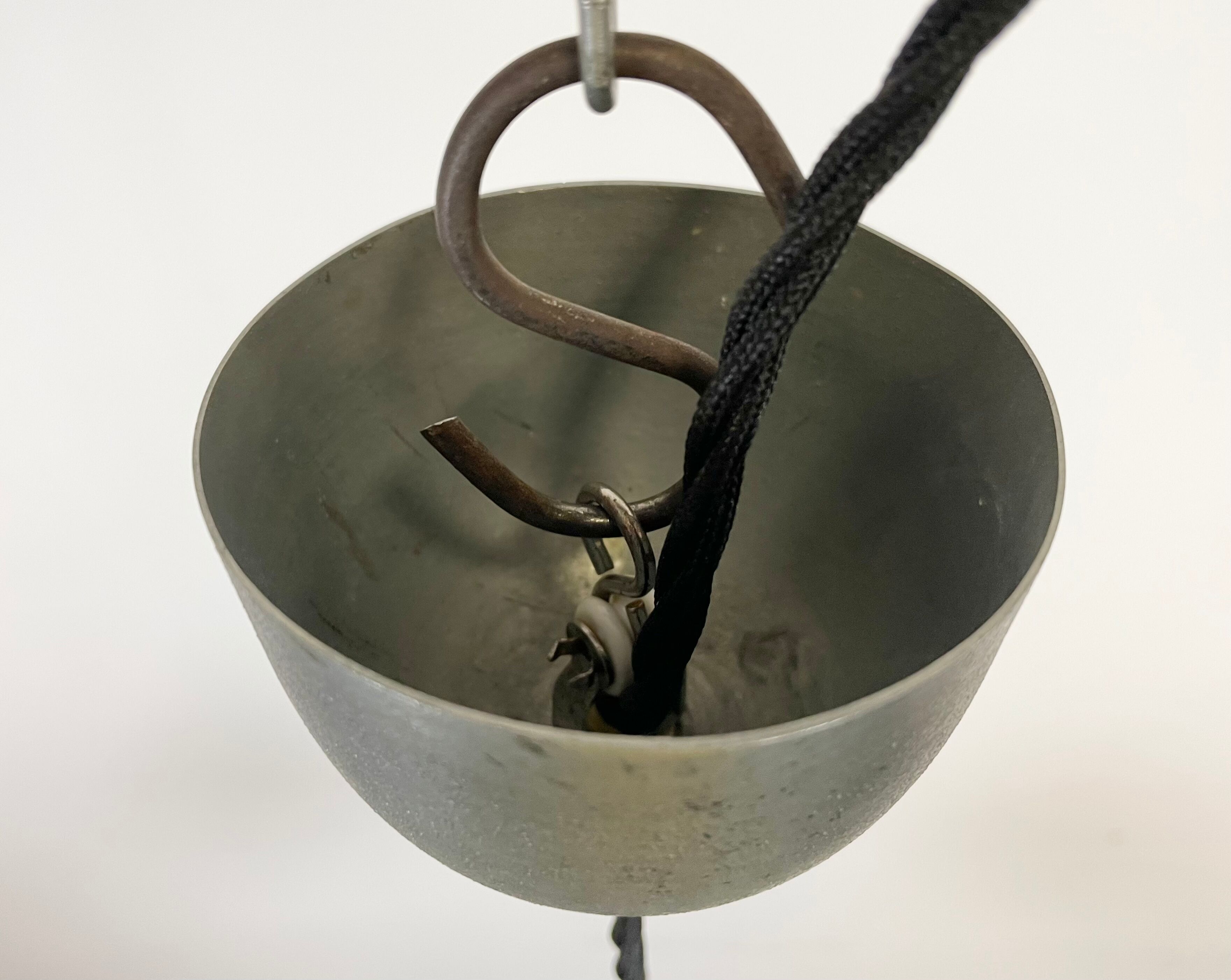 Industrial black enamel pendant lamp, 1950s