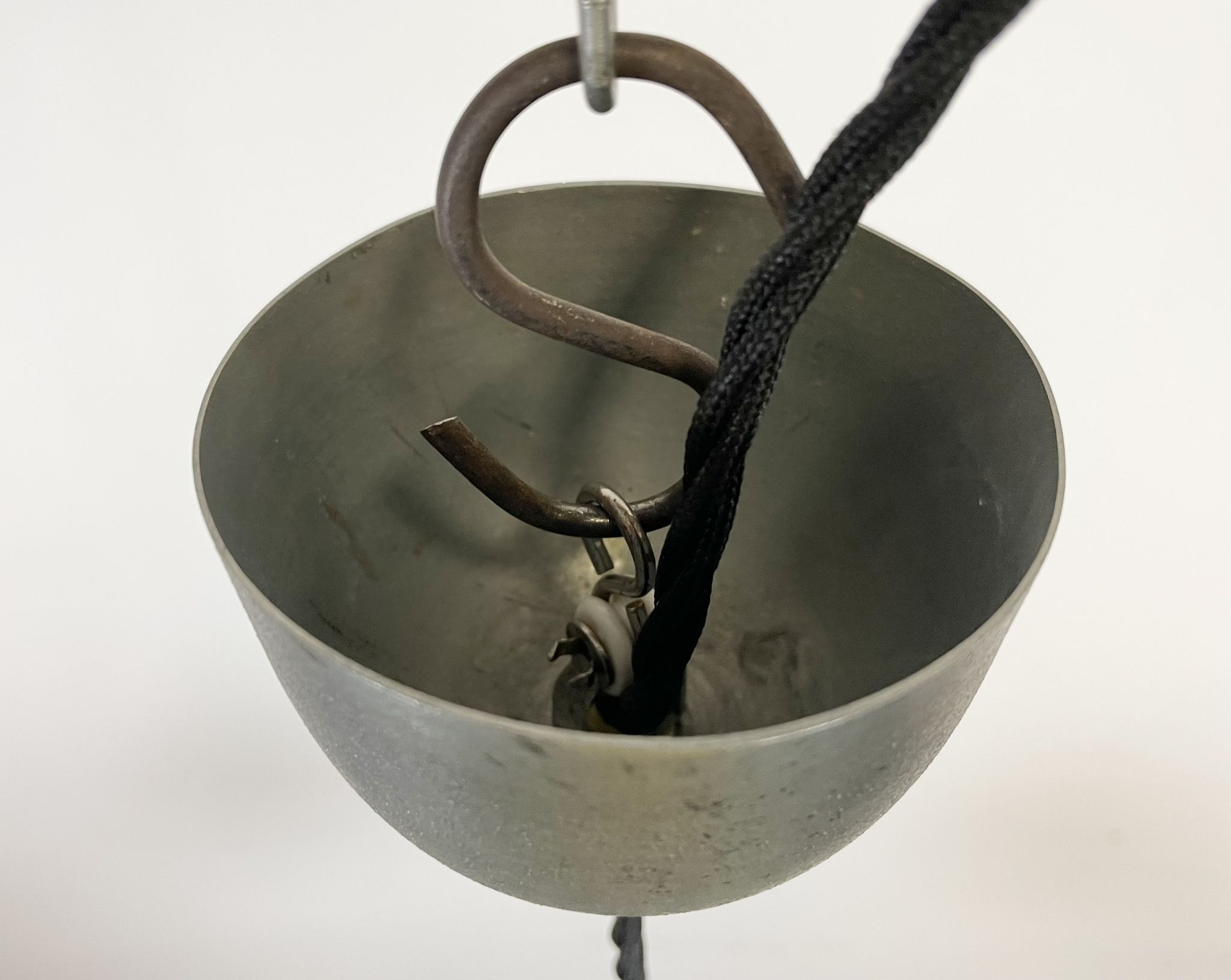 Industrial black enamel pendant lamp, 1950s