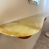 Italian Art Deco Console in Cherry Wood and Siena Marble by Paolo Buffa, 1940s