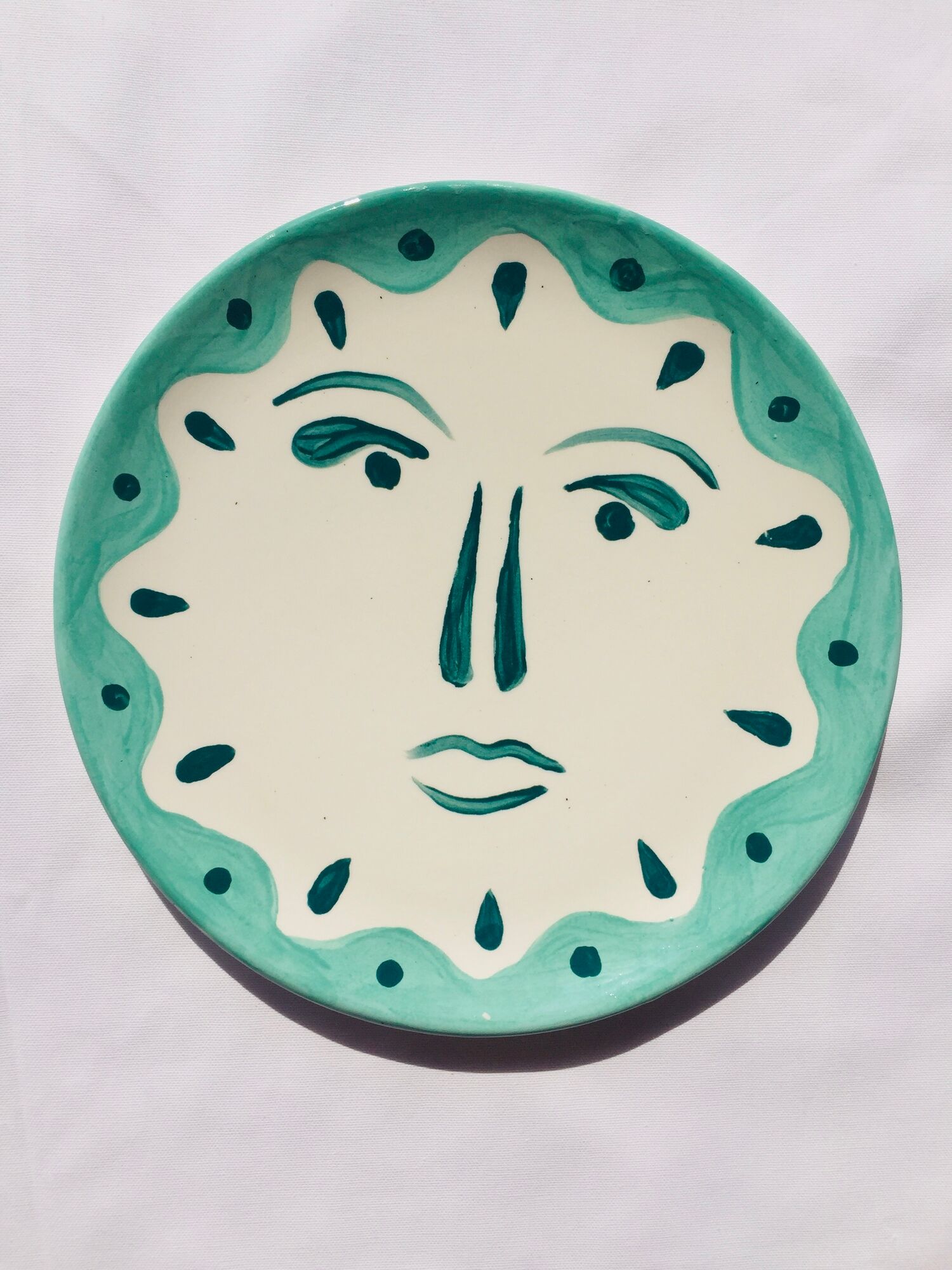 Set of 6 matching plates to hand-painted enamelled ceramic dinner