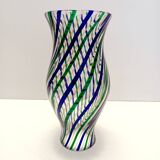 Green, Blue, Bronze and Clear Murano Glass Vase by Irene Paolo, Italy 1990s
