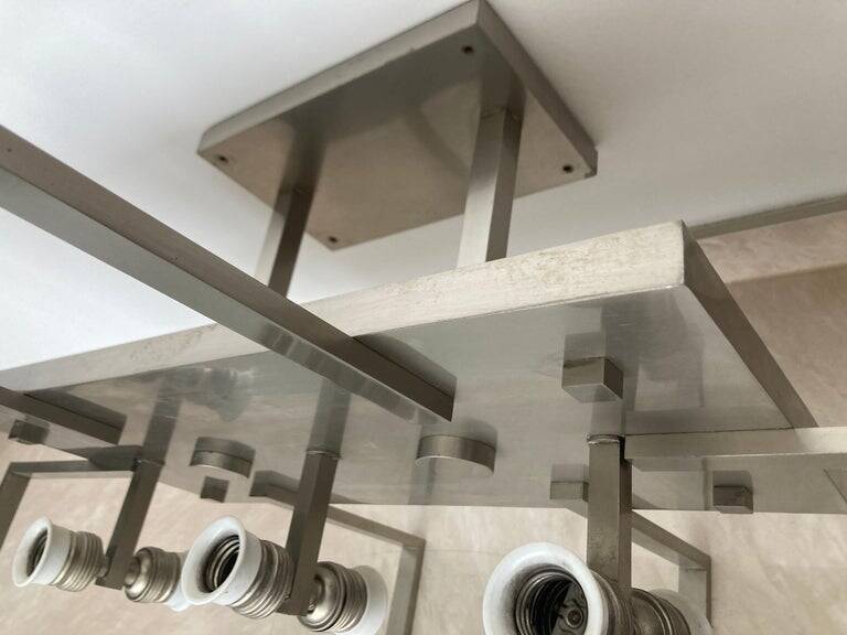 Unique Bauhaus Chrome Ceiling Lamp / Flush Mount, 1930s