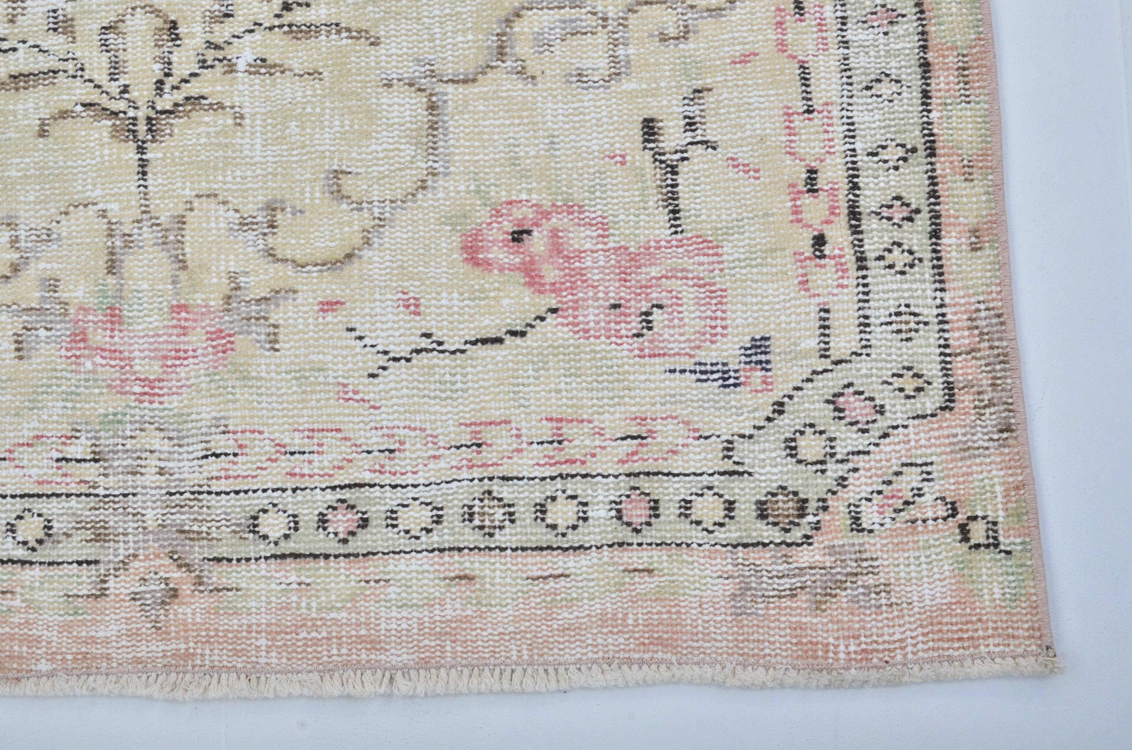 Beige & Pink Oushak Turkish Carpet sku 3258