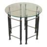 Convertible Round Glass and Chrome Side Tables