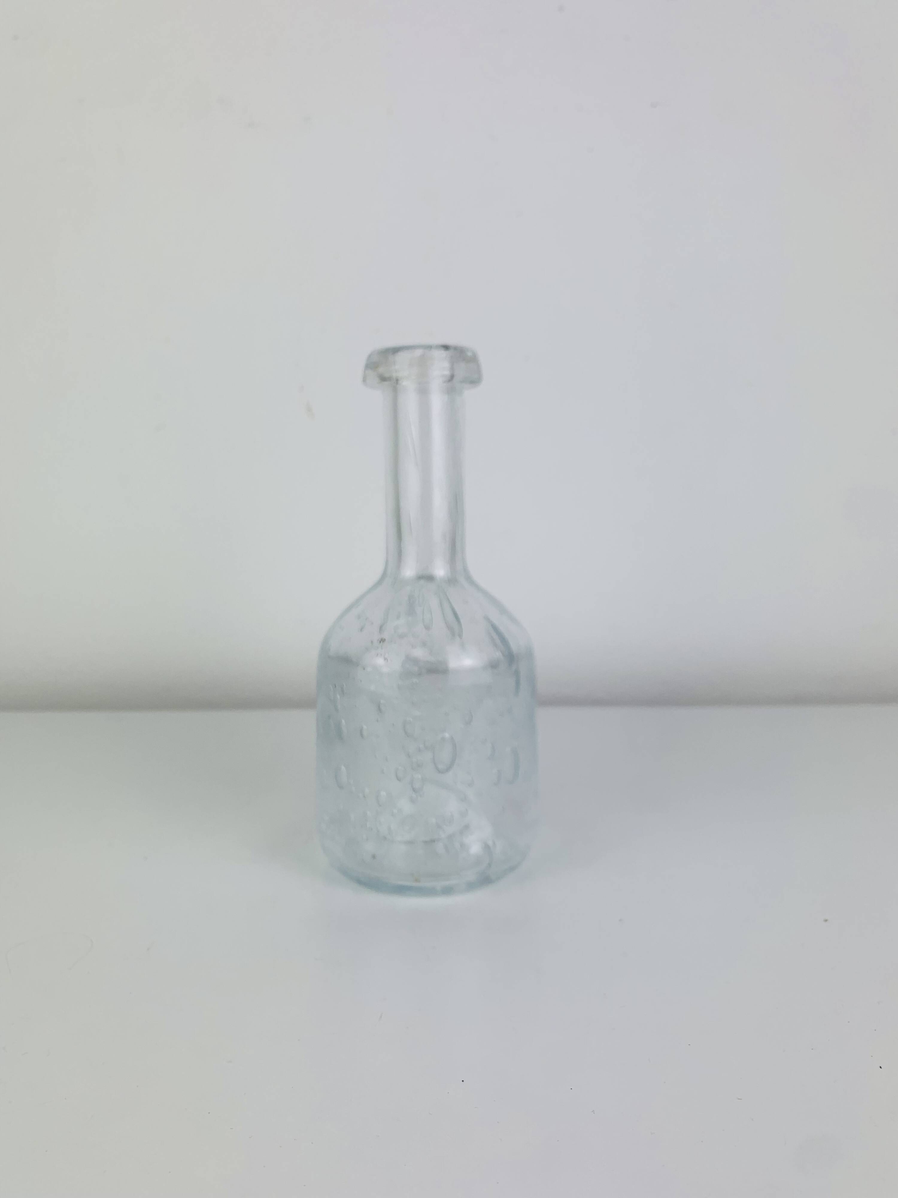 Vase soliflore verre bullé transparent, vintage