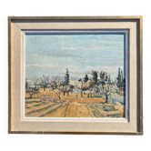 Old painting signed, apricot trees in bloom, 1968