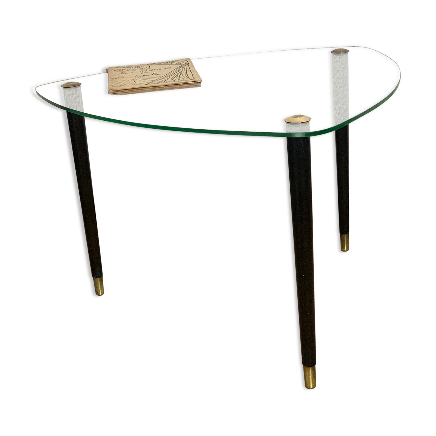Tripod table- glass and brass - year 50