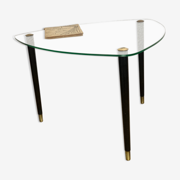 Table tripode- verre et laiton - année 50