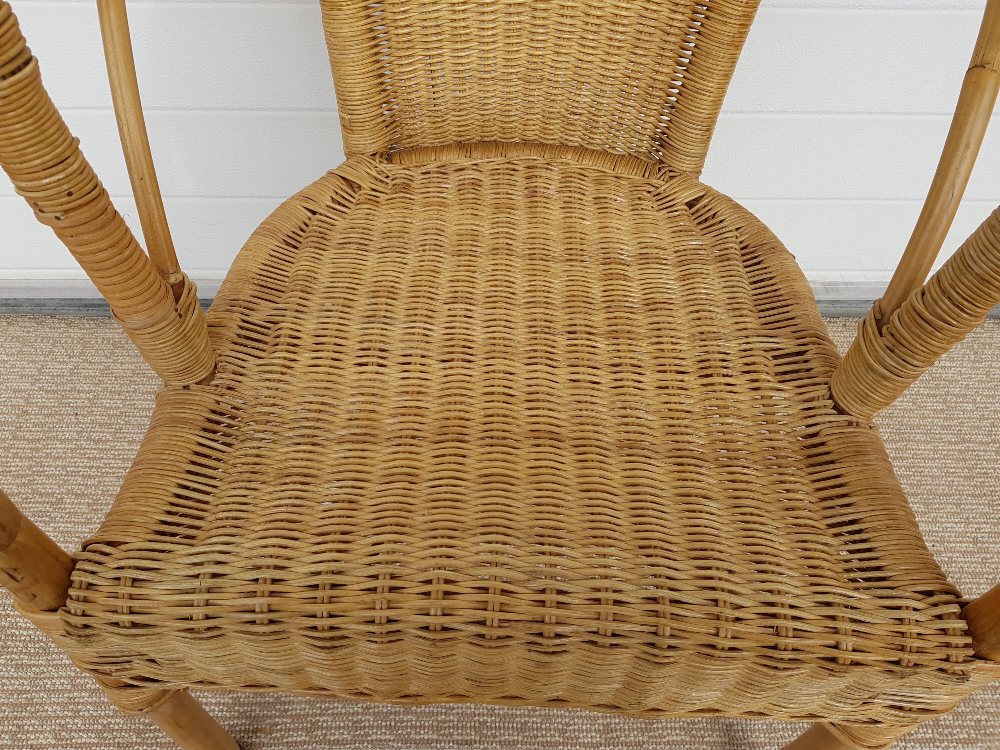 Old chair in Osier and Bamboo 60s