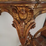 Old gilded wooden console on 2 curved feet