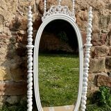 Late 19th century Portuguese wooden mirror, Bilros style - Rare