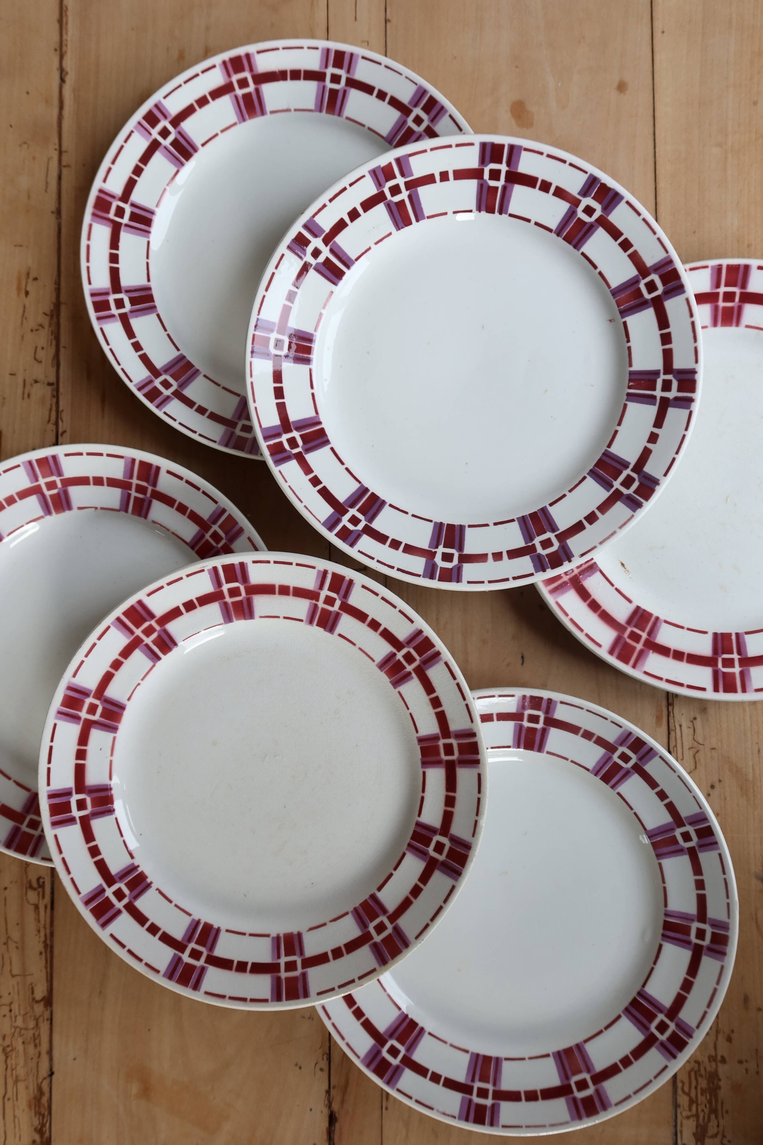 6 vintage ironstone dessert plates Moulins des Loups - Stuar model