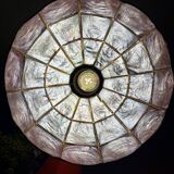 Vintage red and white mother-of-pearl lampshade pendant light