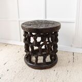 Vintage Bamileke stool from the 1950s - hand-carved table from Cameroon - African art - handmade, bohemian furniture, gift idea