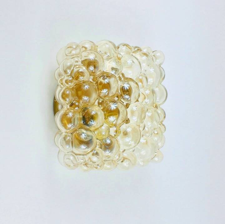 Mid-Century Amber Bubble Glass Wall Light or Flush Mount by Helena Tynell for Limburg, Germany, 1970