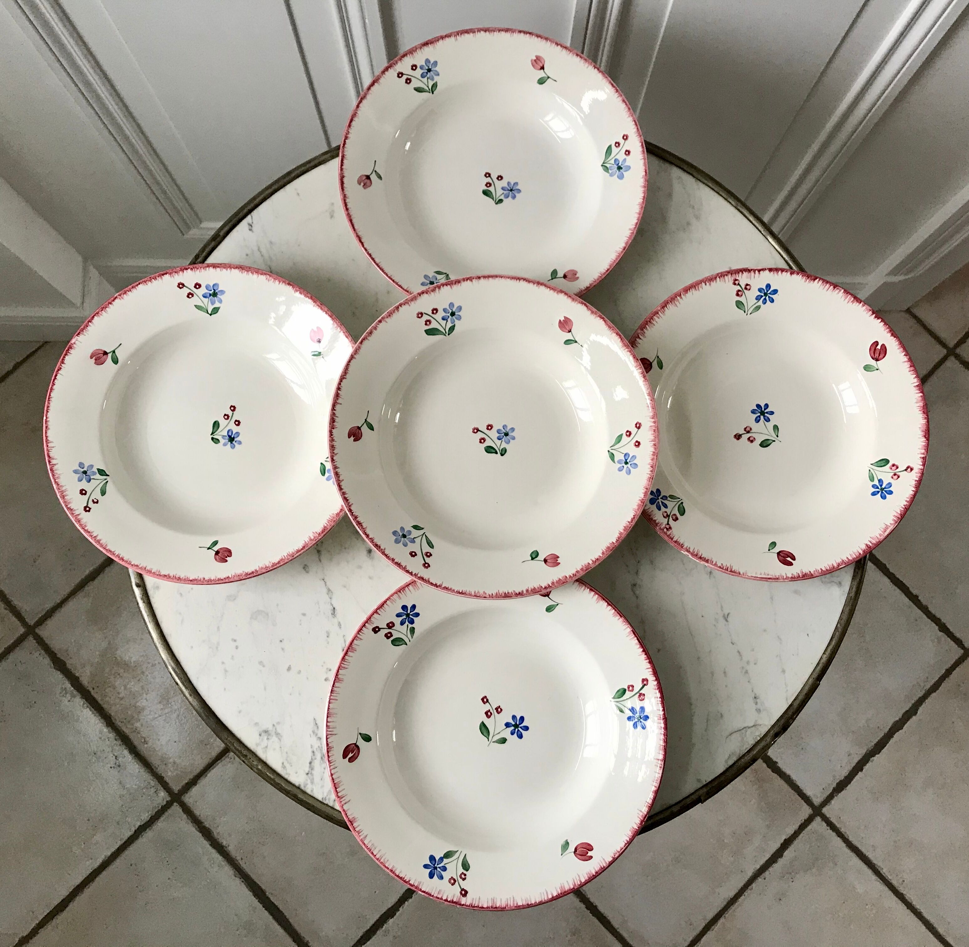 Lot of 5 hollow plates badonviller model "dany" years 30-40