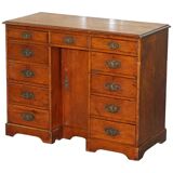 Small Victorian desk in solid walnut with drawers.