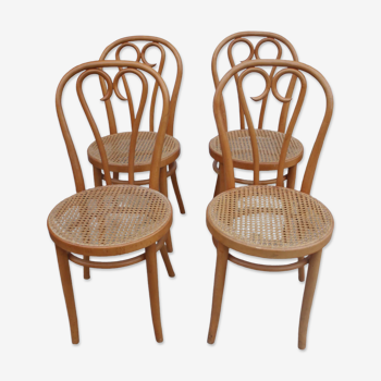 Série 4 chaises bistrot en cannage