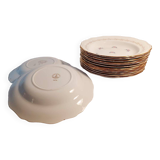 Set of 12 golden and flowery Amandinoise soup plates