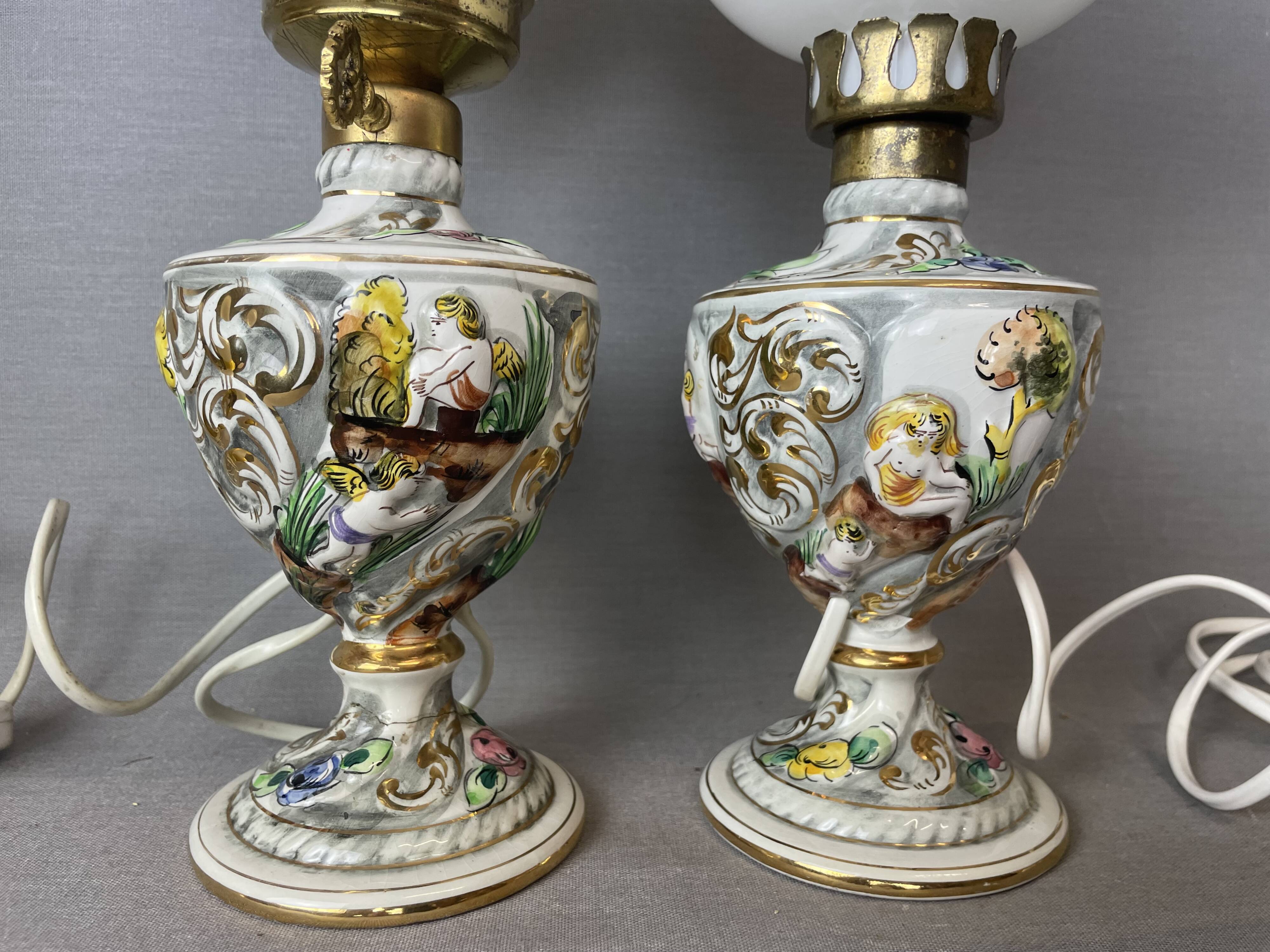 Pair Portuguese porcelain table lamps limited numbered by Alconaca
