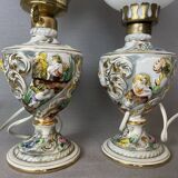 Paire de lampes de table en porcelaine portugaise limitée et numérotée par Alconaca