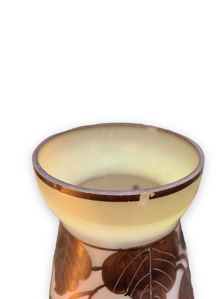 Paire de vases en pâte de verre peinte signés joma