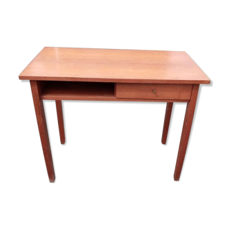 Bureau placage teck, pieds galbés