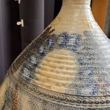 Stoneware lamp (base) signed Joël Courjault for Keraluc – floral decoration