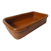 ancien plat à four en terre cuite vernissée réfractaire