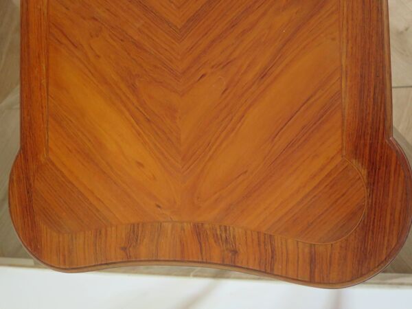 Console Louis XVI-Table d'appoint-Marqueterie-pieds sabots-années 80-Tiroir