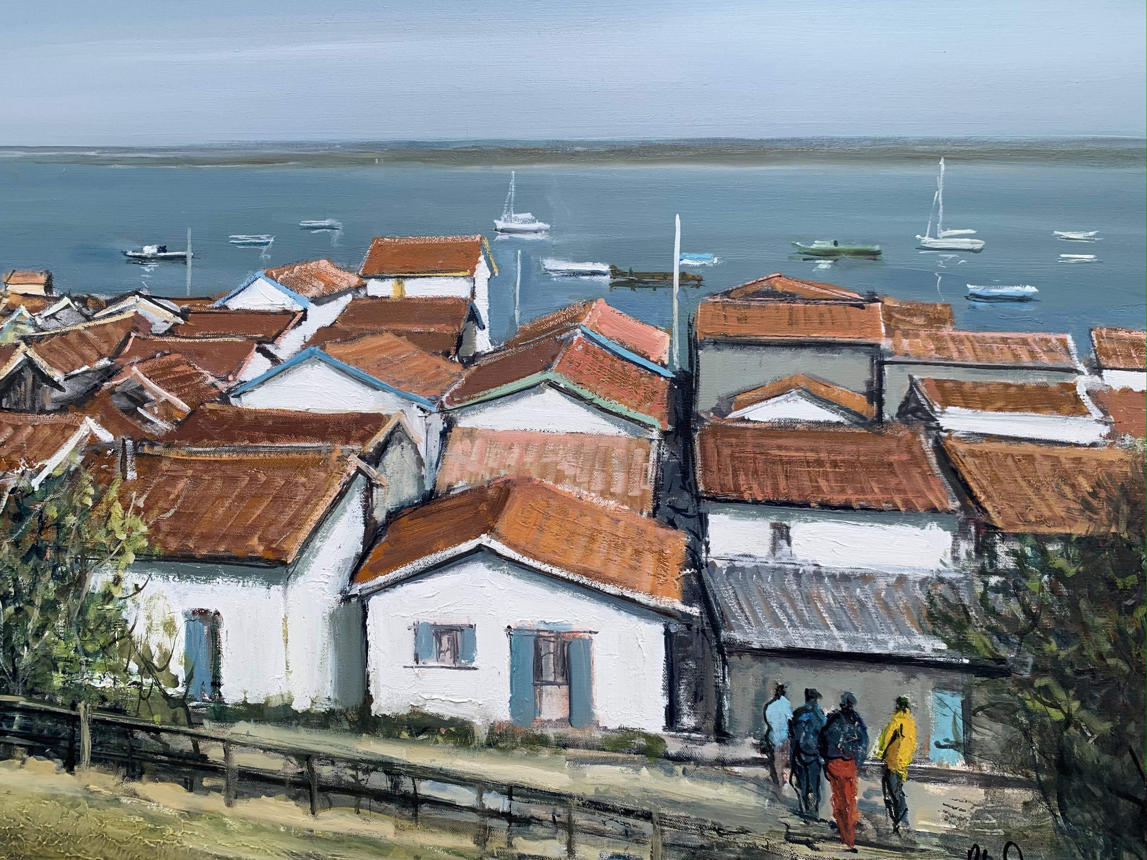 Dubois Ph. "l'Herbe, Le Bassin d'Arcachon" Oil On Canvas Signed