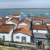 Dubois Ph. "l'Herbe, Le Bassin d'Arcachon" Oil On Canvas Signed