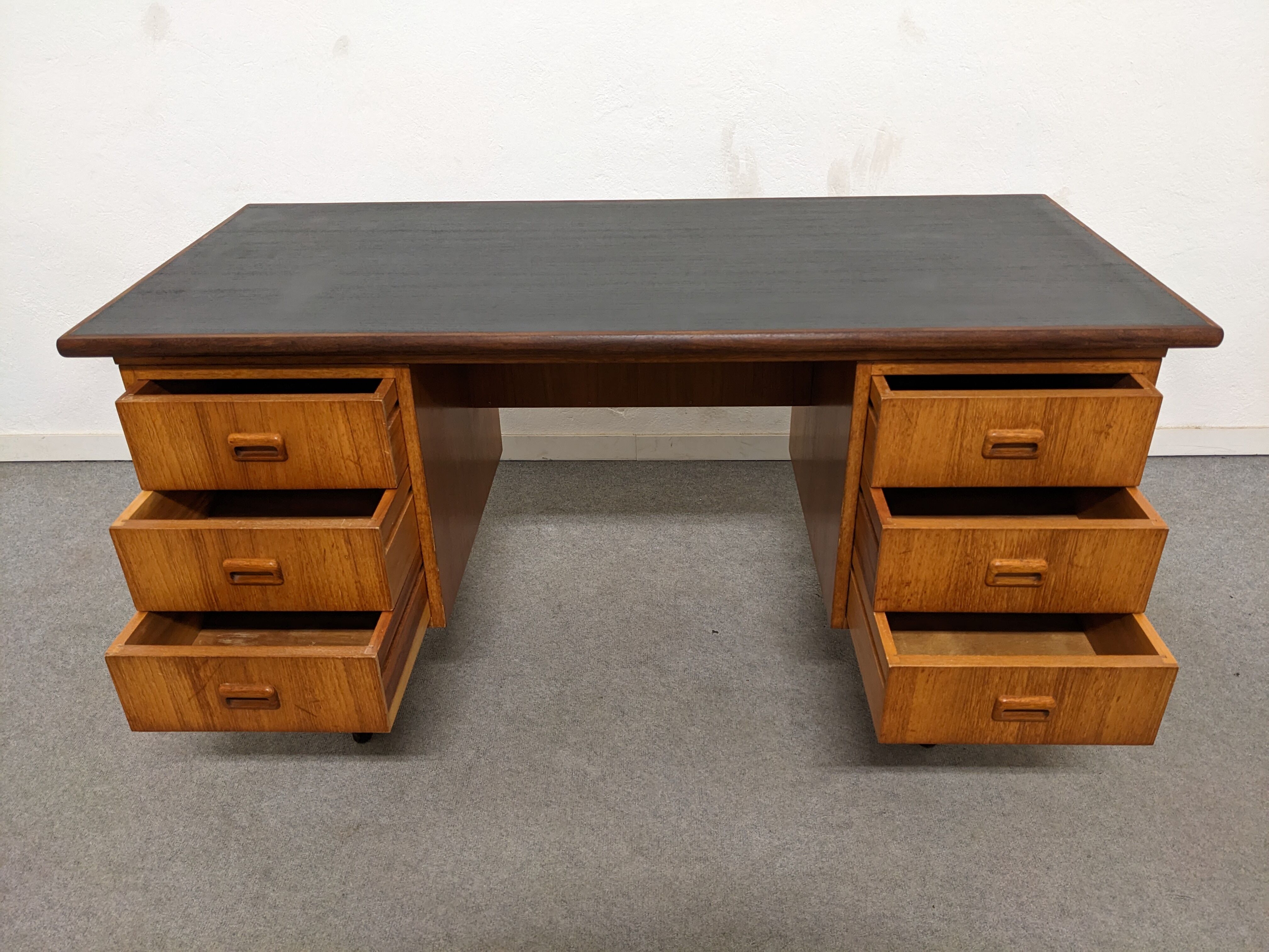 Scandinavian double-sided teak desk from the 50s/60s