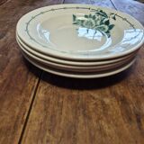 5 deep plates with green edges