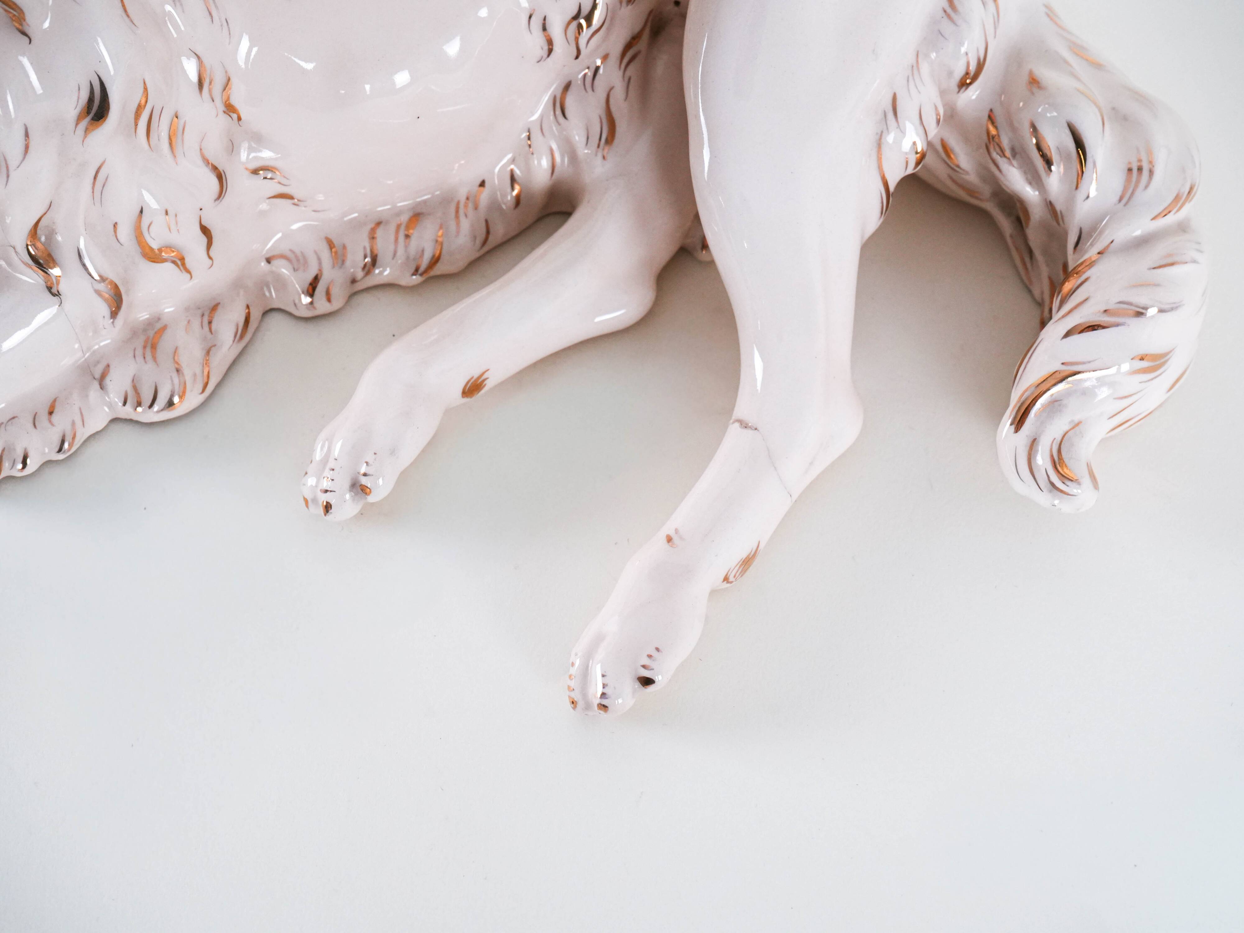 Porcelain figurine of a Borzoi dog, 1960s, made in Europe