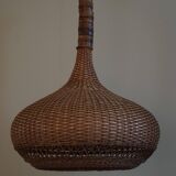 Vintage Danish mid-century rattan pendant light, made in the 1960s.