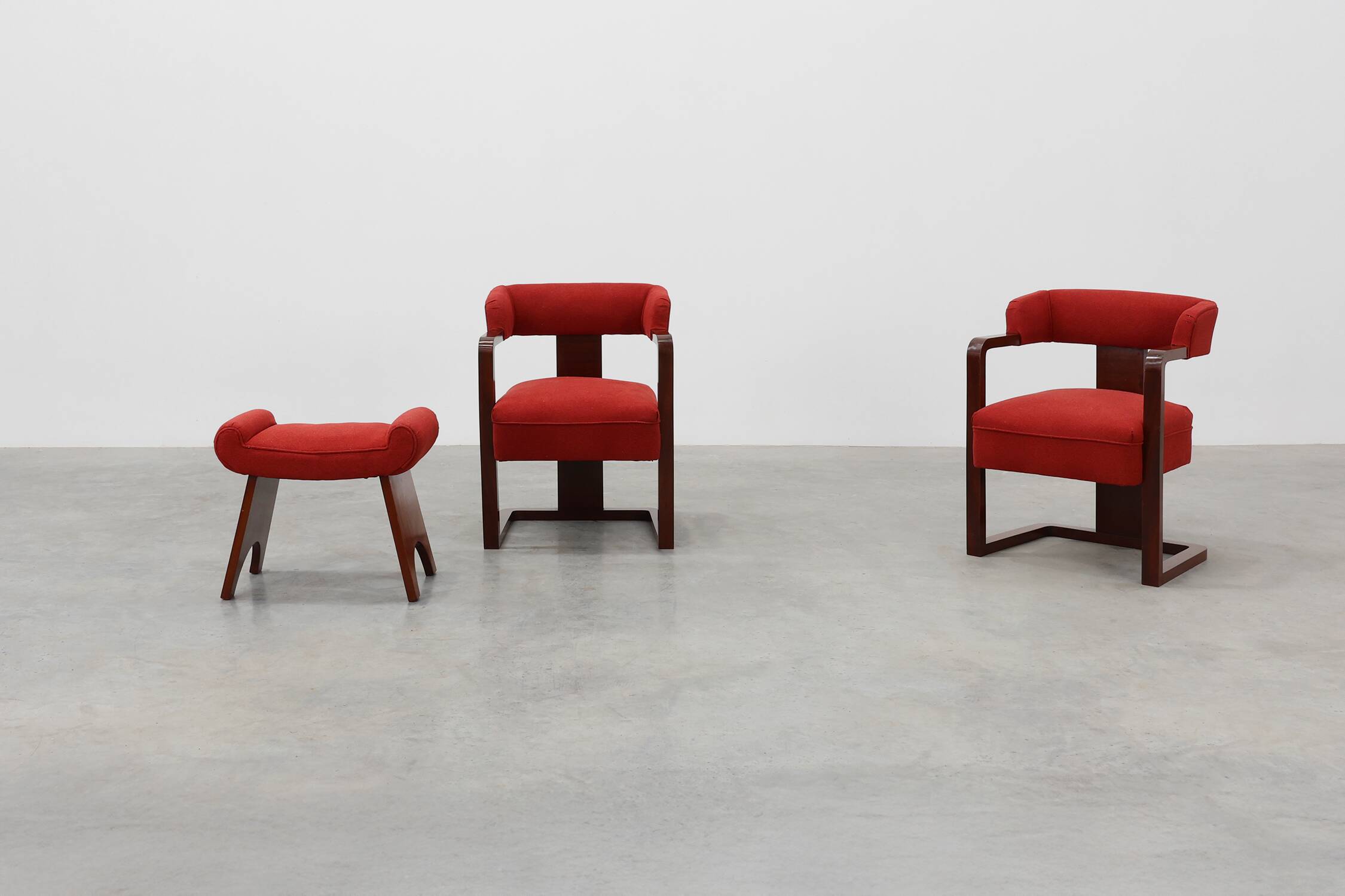 Art Deco red Reupholstered Chair, Belgium ca. 1920