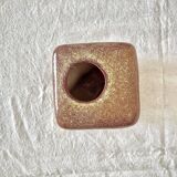 Bertoncello ,,screziato tabacco" glaze, cube vase italian vintage mid century from the 1970's by rob